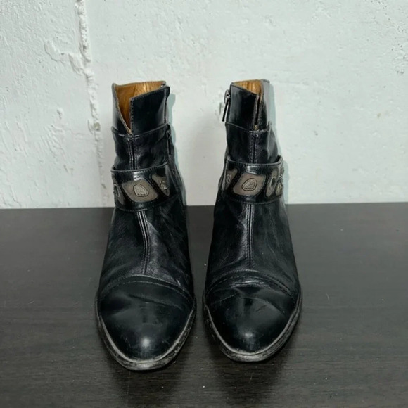 France Mode Black Leather ankle boot  size 36 - Picture 3 of 7